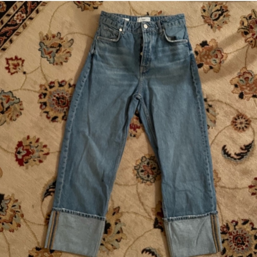 High Rise Blue Cuffed Women's Jeans - Picture 5 of 5